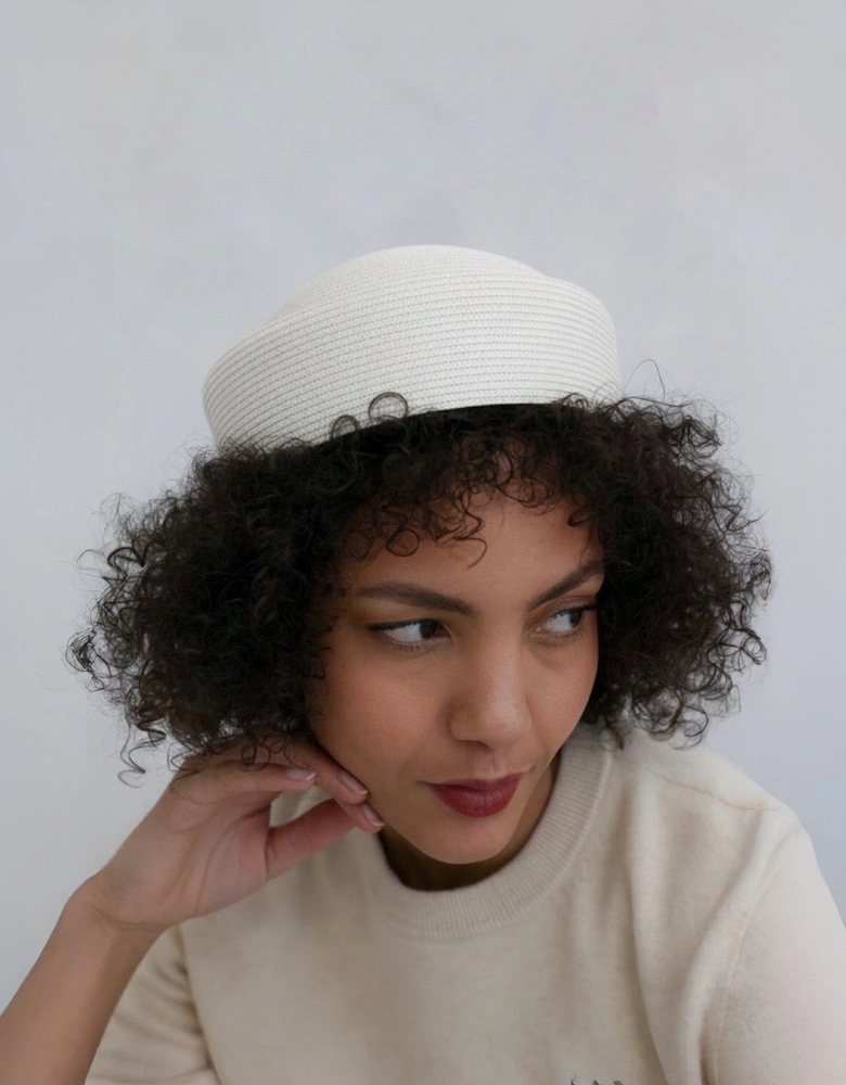 White Straw Pillbox Hat