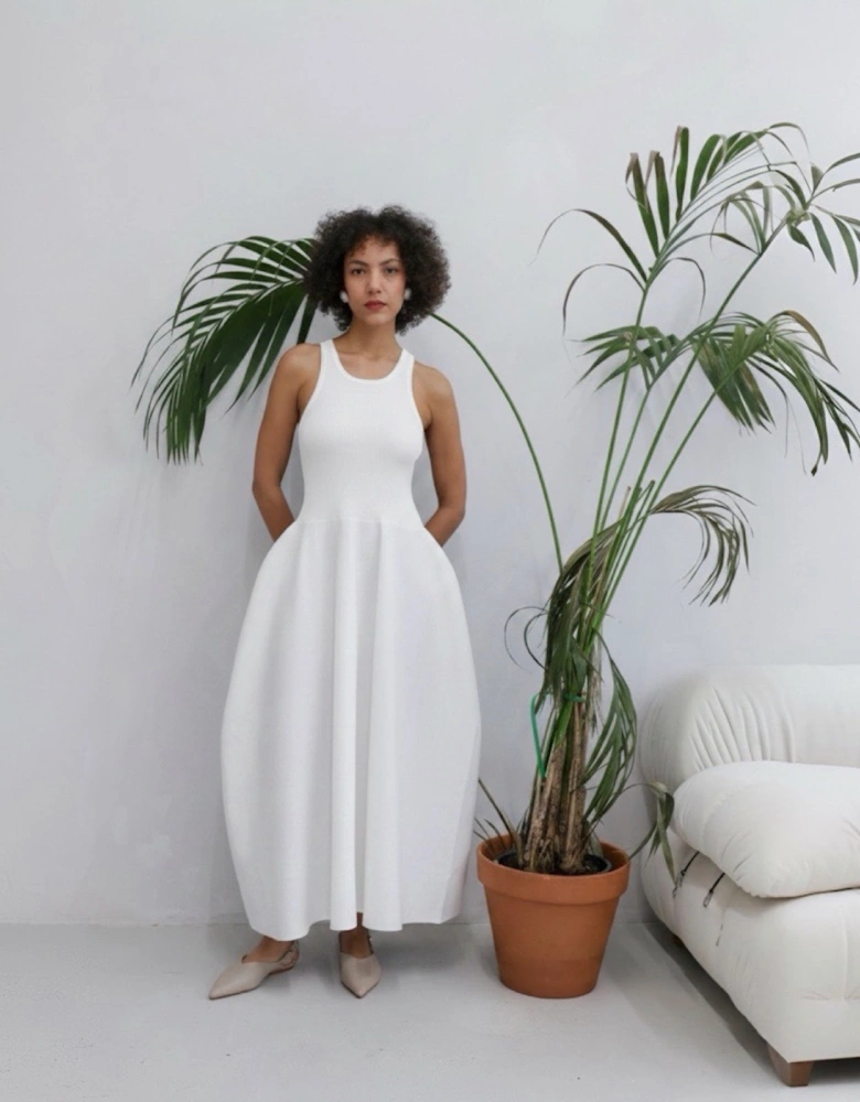 White Knitted Maxi Dress
