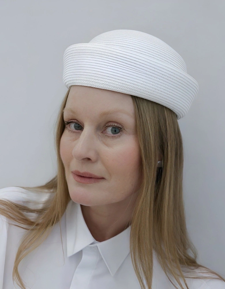 White Straw Pillbox Hat