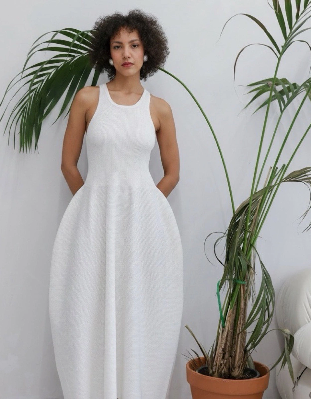White Knitted Maxi Dress