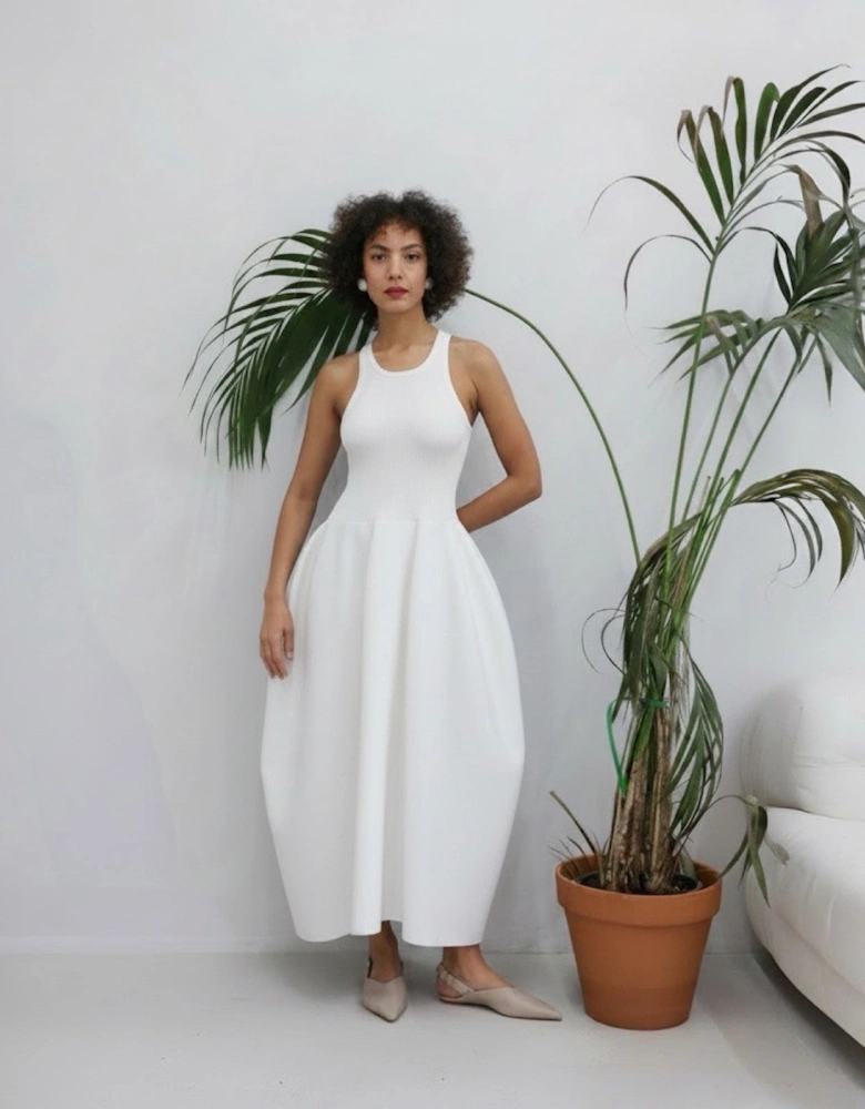 White Knitted Maxi Dress