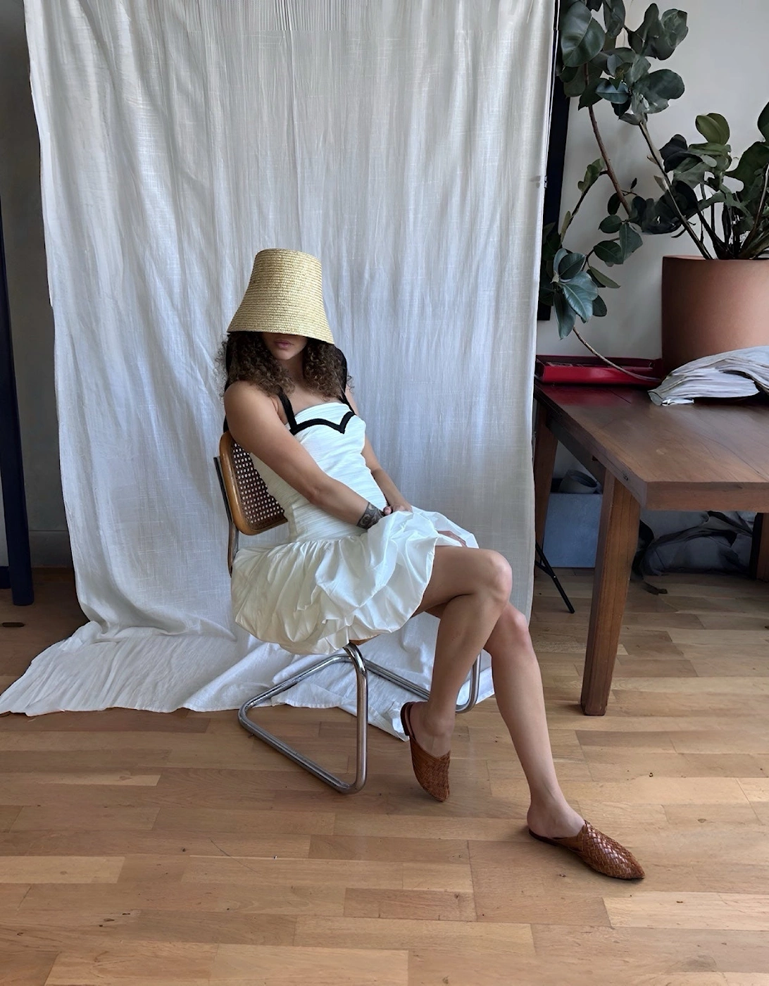 Raffia Lamp Bucket Hat