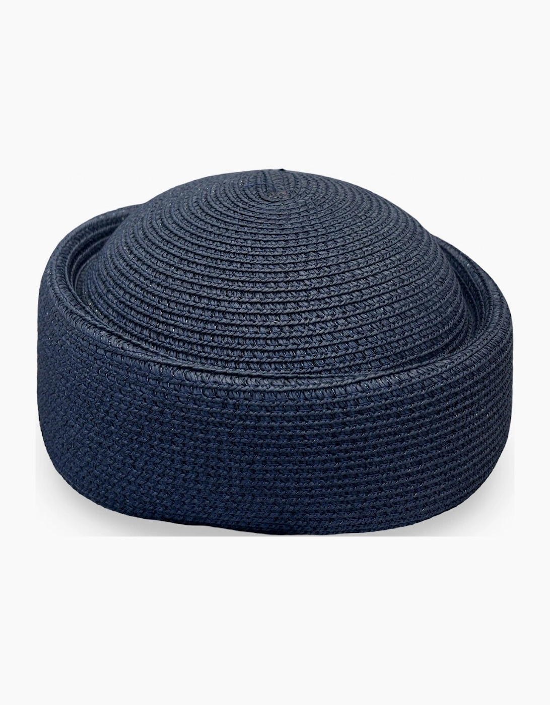 Navy Straw Pillbox Hat