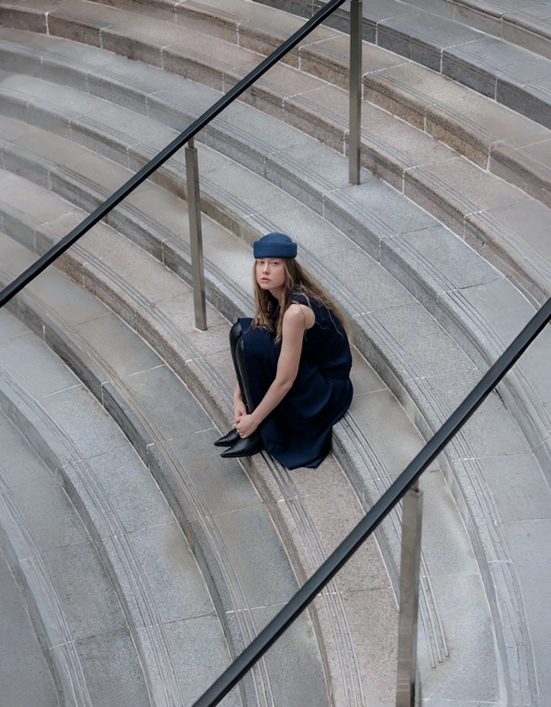 Navy Straw Pillbox Hat