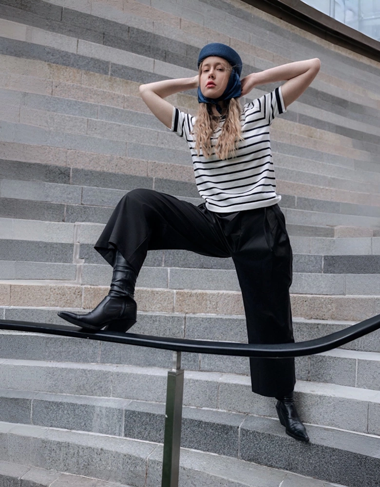 Navy Straw Pillbox Hat