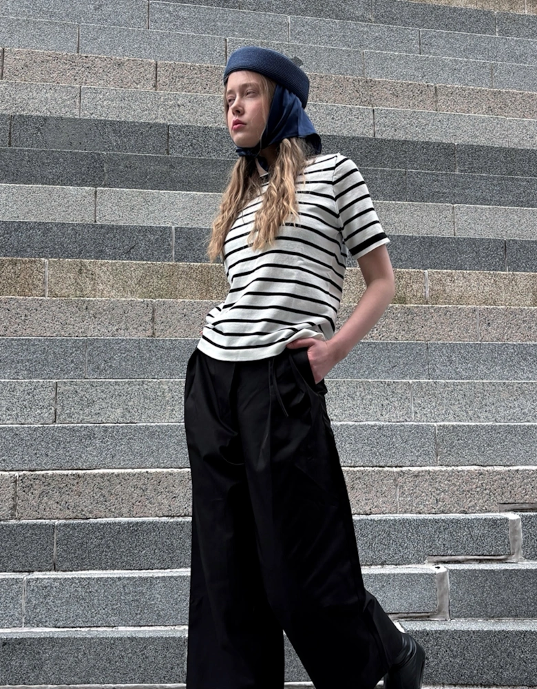 Navy Straw Pillbox Hat