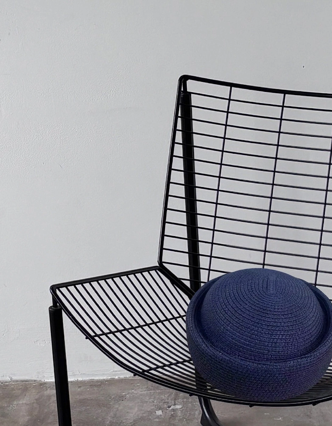 Navy Straw Pillbox Hat