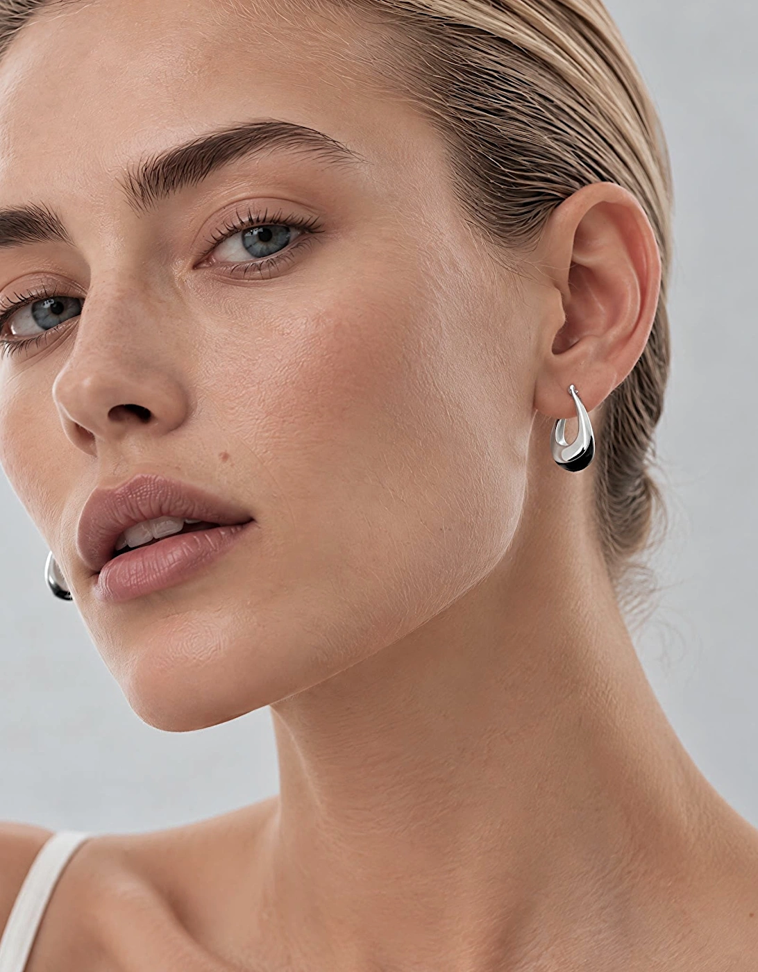 Sterling Silver And Onix Hoop Earrings