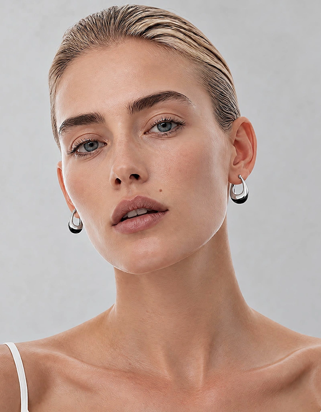 Sterling Silver And Onix Hoop Earrings