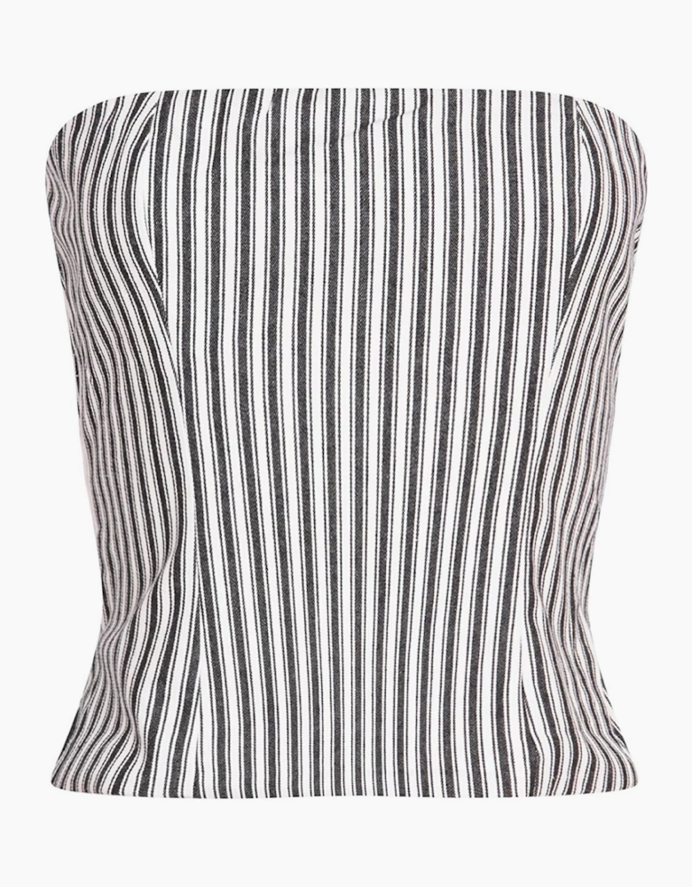 Black And White Striped Strapless Corset