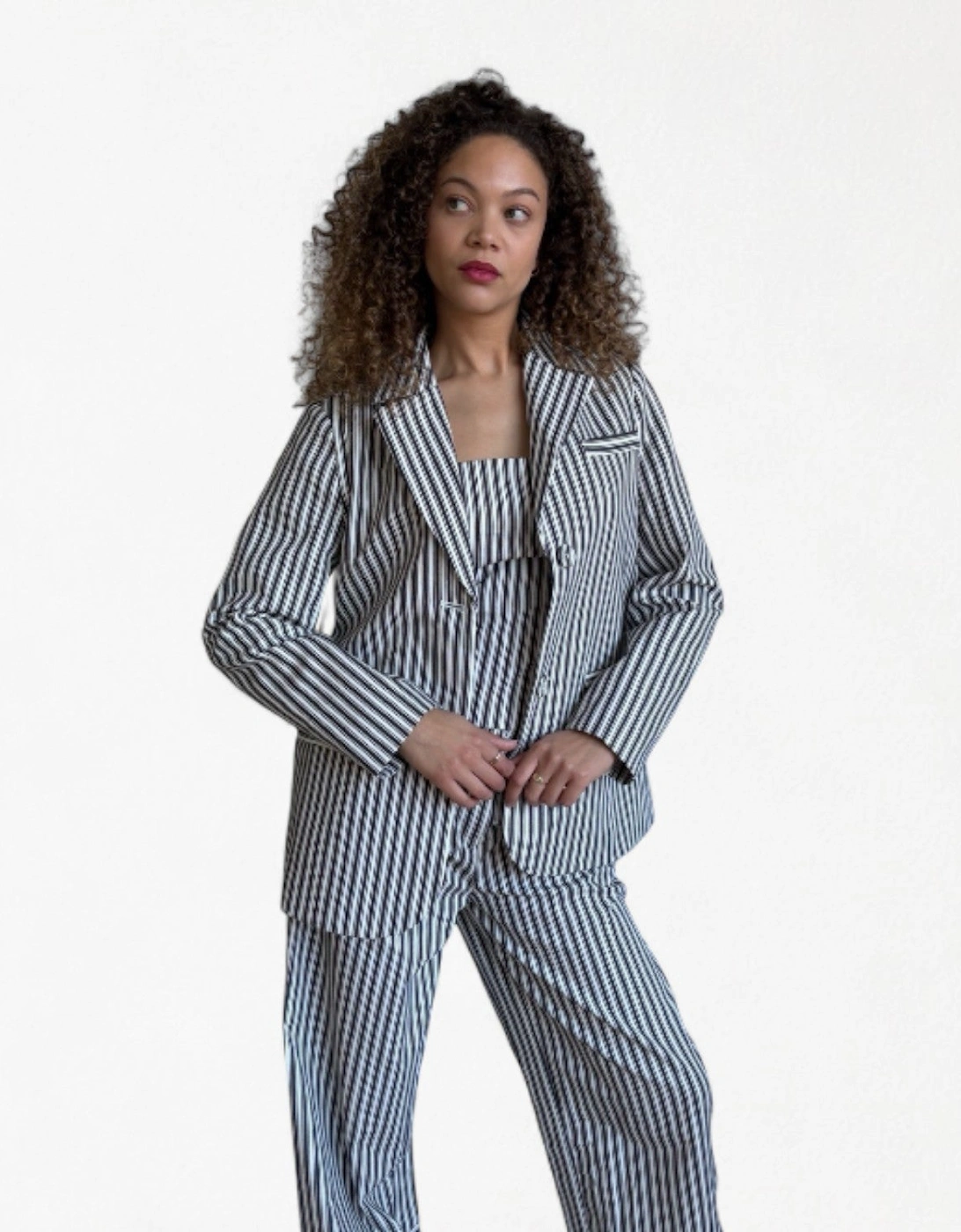 Black And White Striped Strapless Corset
