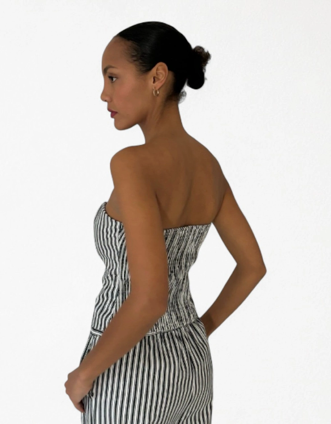 Black And White Striped Strapless Corset