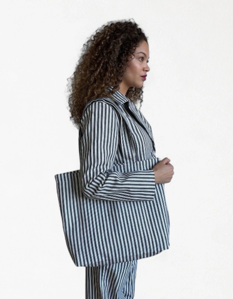 Black And White Striped Cotton Tote Bag