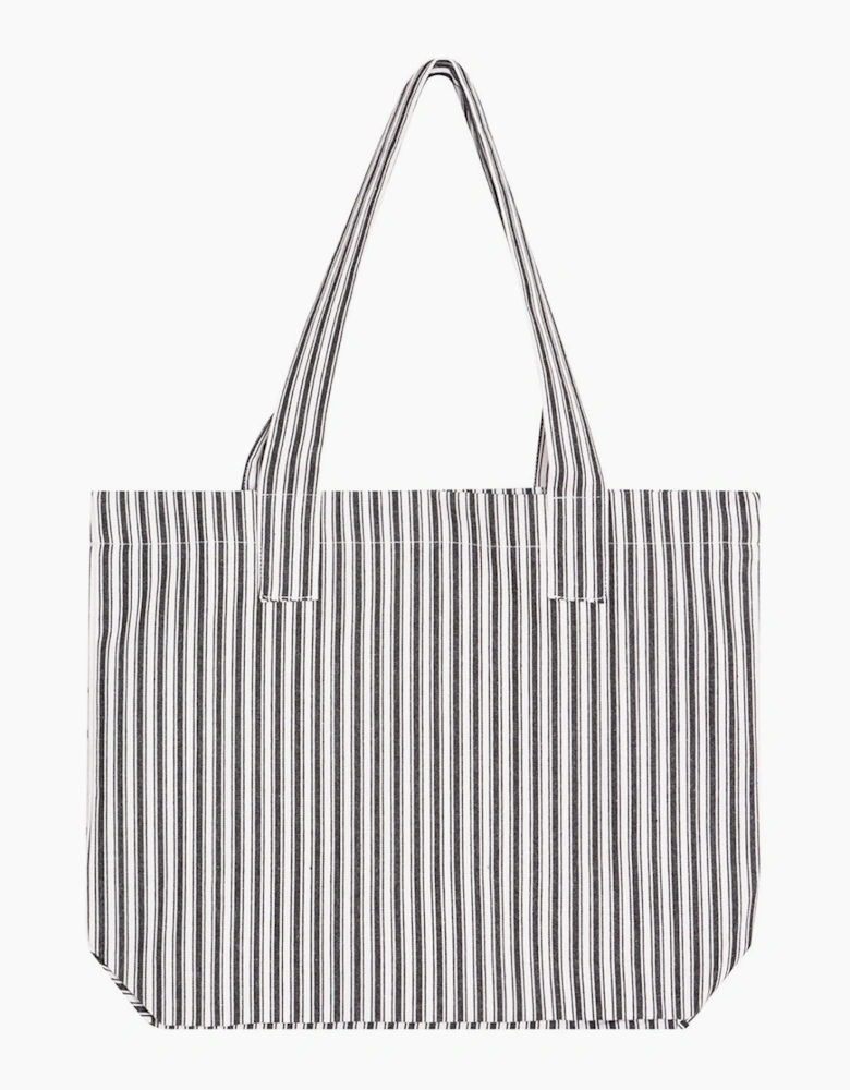 Black And White Striped Cotton Tote Bag