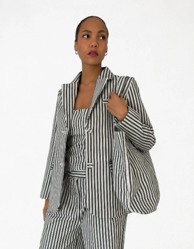 Black And White Striped Cotton Tote Bag