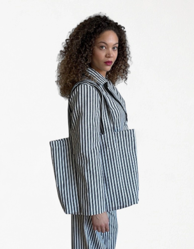 Black And White Striped Cotton Tote Bag