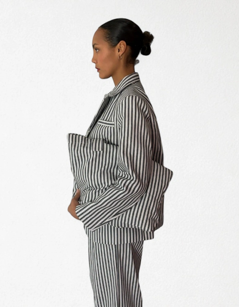 Black And White Striped Cotton Tote Bag