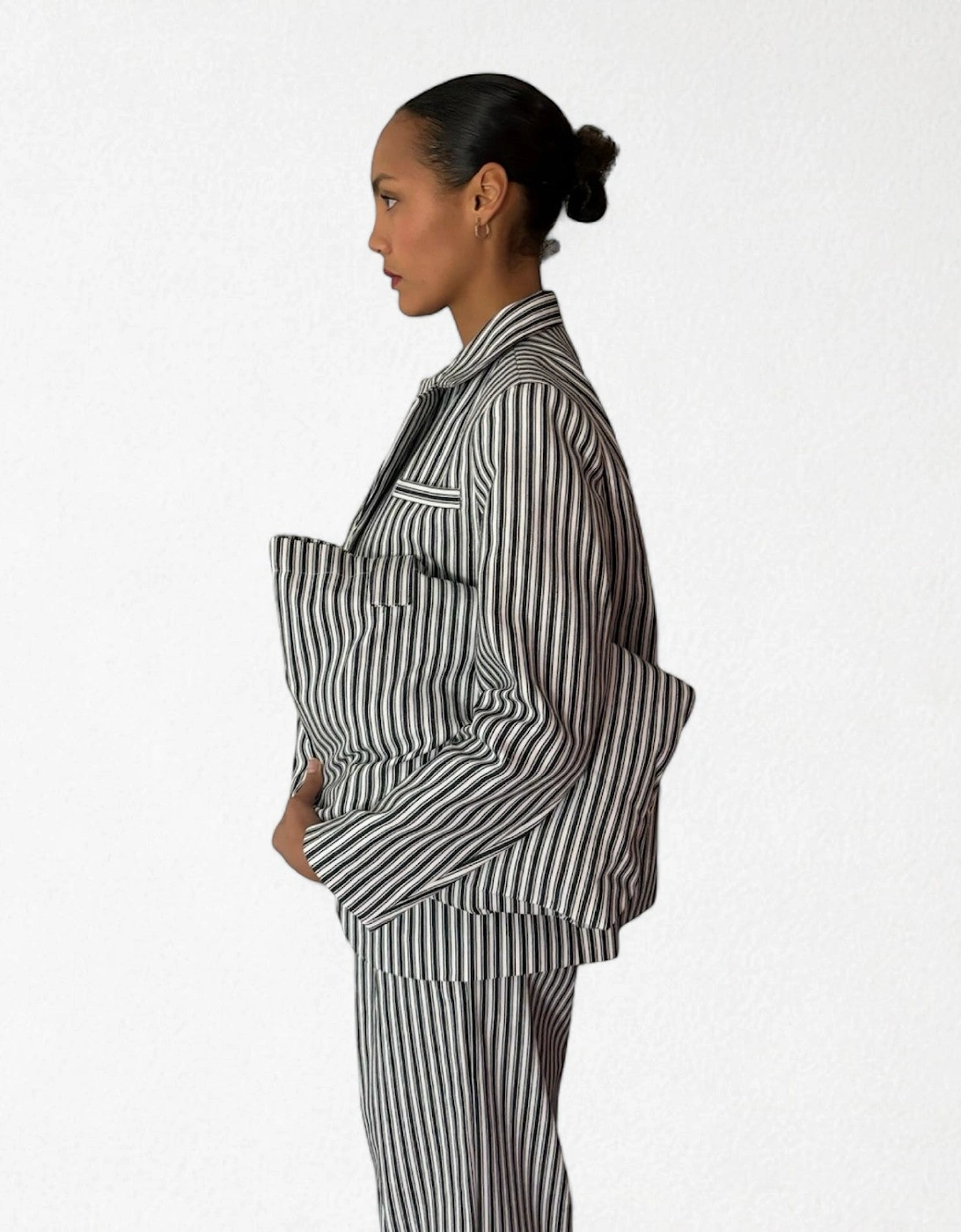 Black And White Striped Cotton Tote Bag