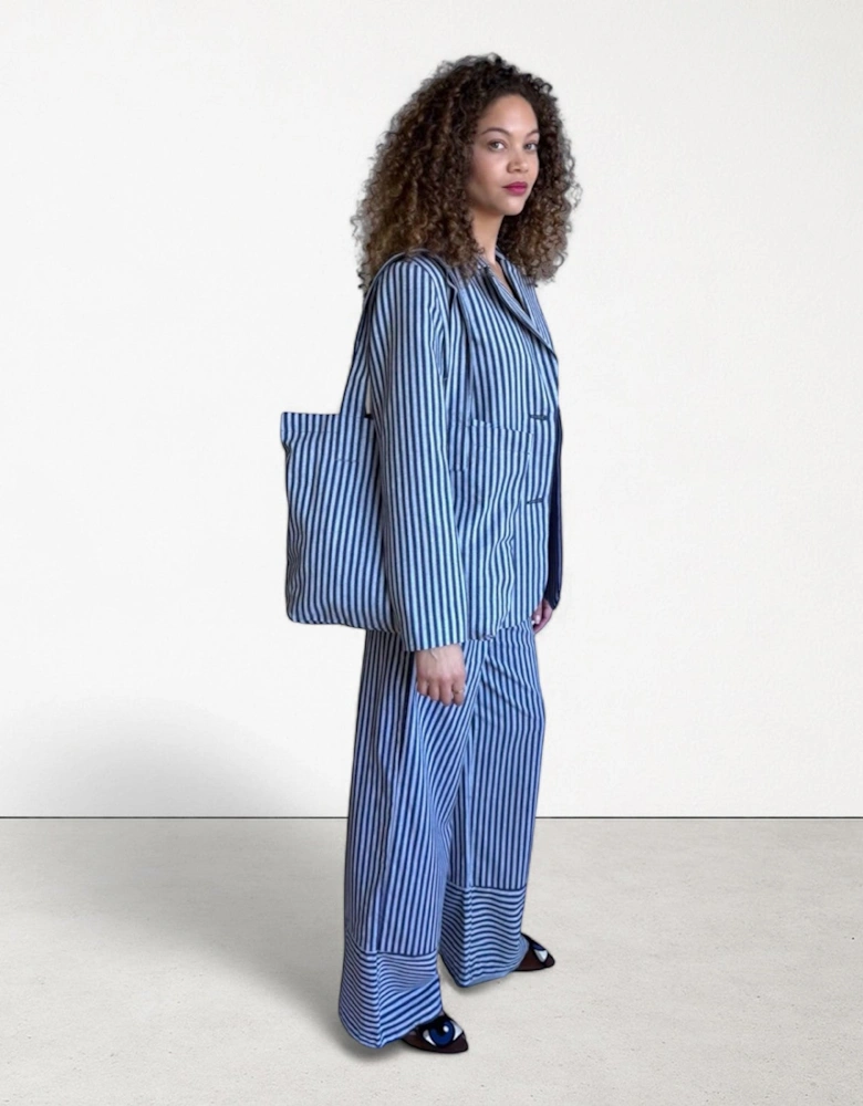Blue White Cotton Tote Bag