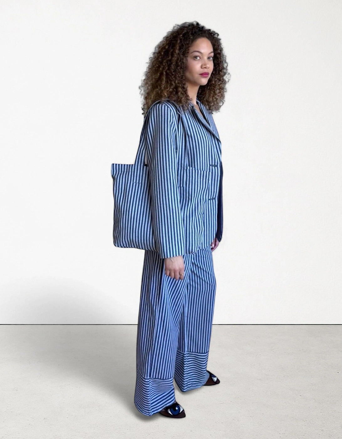 Blue White Cotton Tote Bag