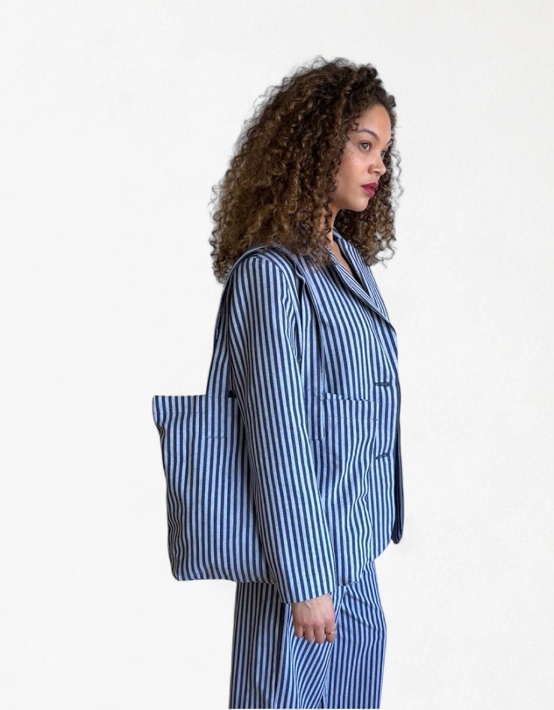 Blue White Cotton Tote Bag