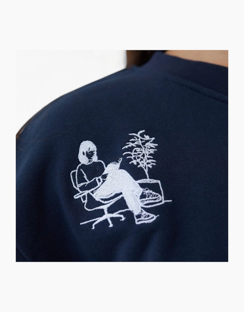 Navy Heavyweight Jumper With People Embroidery