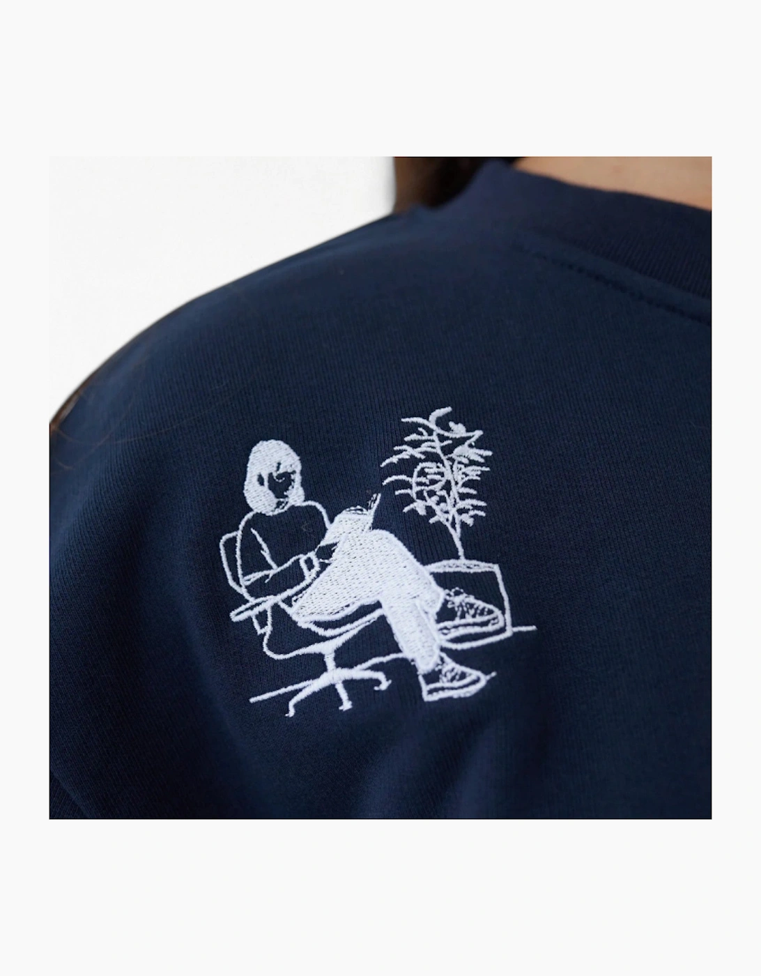 Navy Heavyweight Jumper With People Embroidery