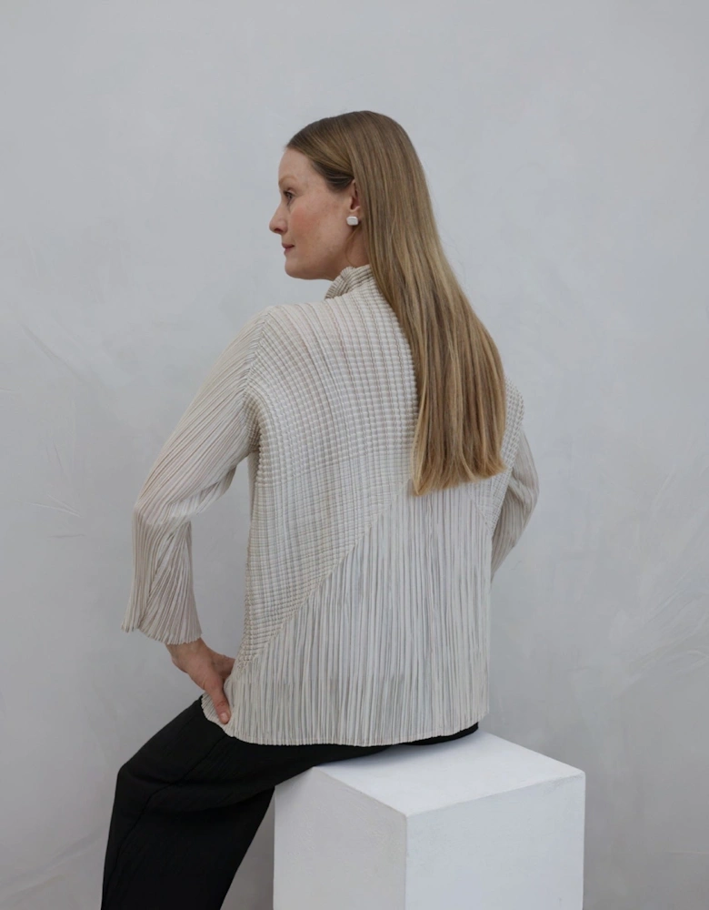 Beige Multi Way Accordion Pleated Shirt