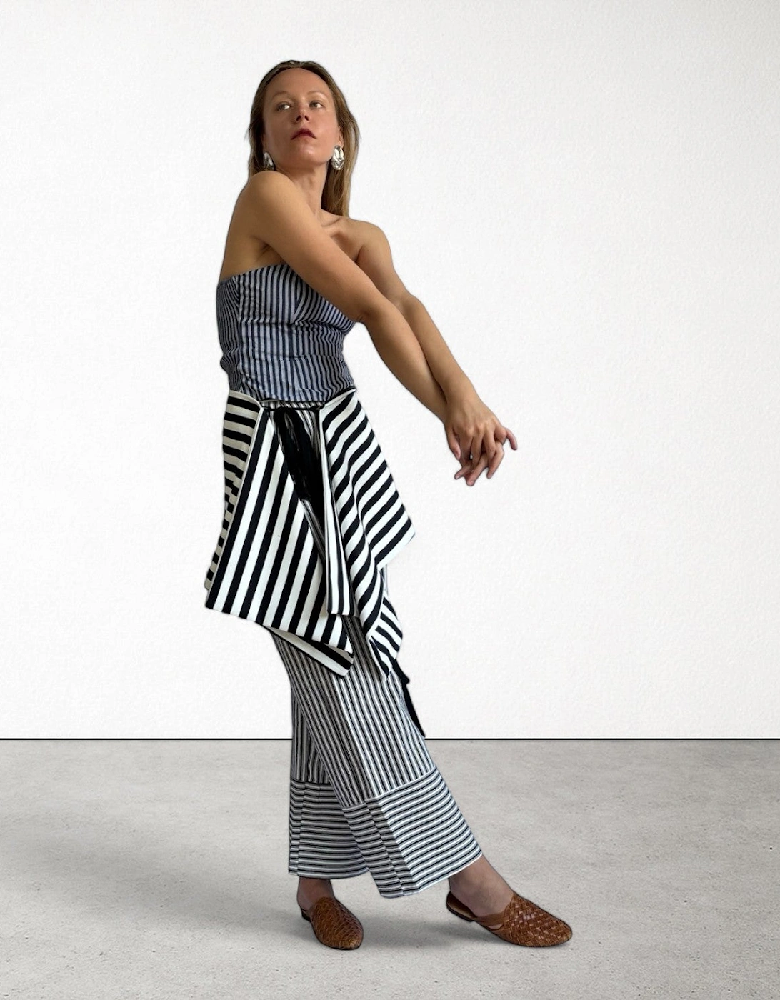 Striped Multi-Wear Top Or Apron Skirt Layer