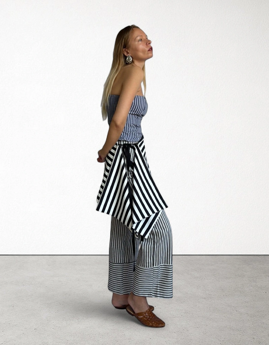 Striped Multi-Wear Top Or Apron Skirt Layer