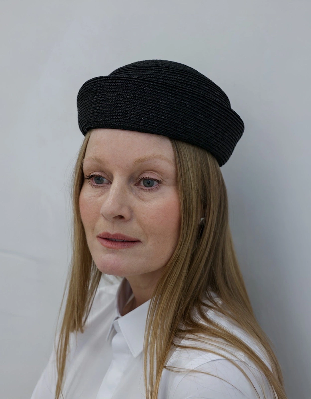 Black Straw Pillbox Hat