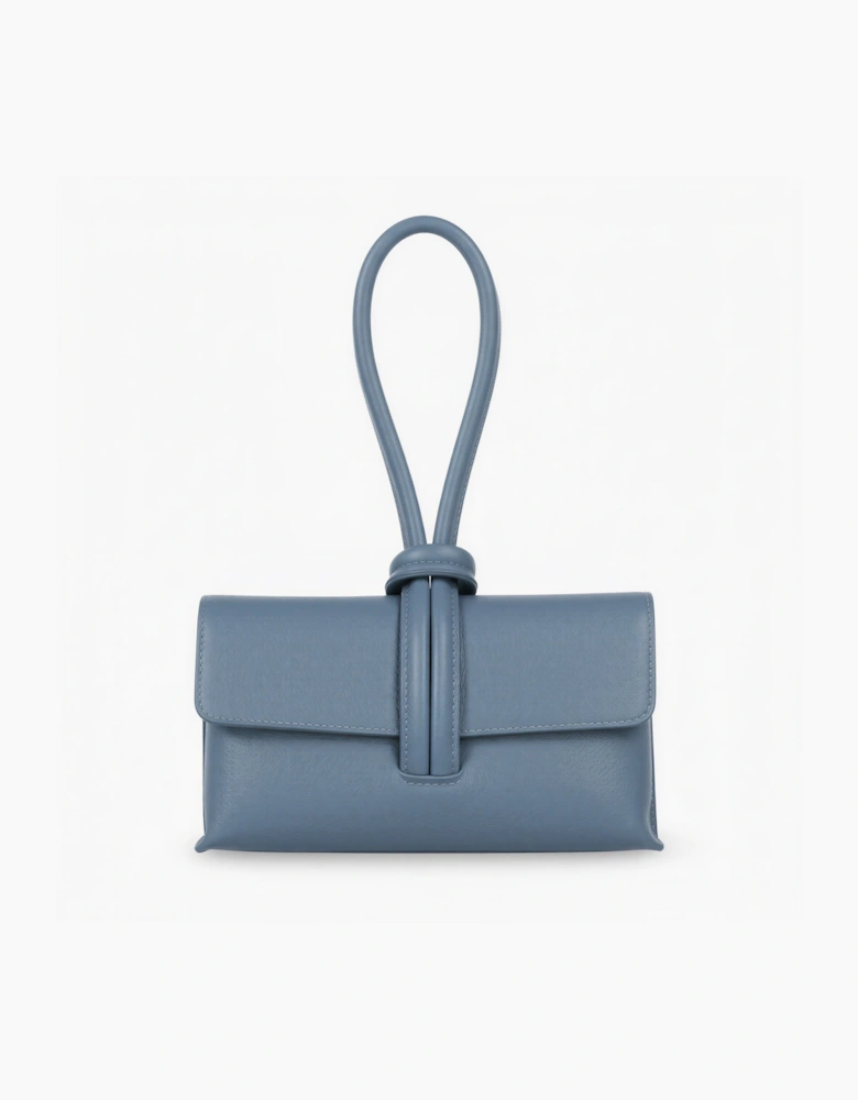 Powder Blue Leather Loop Clutch Bag