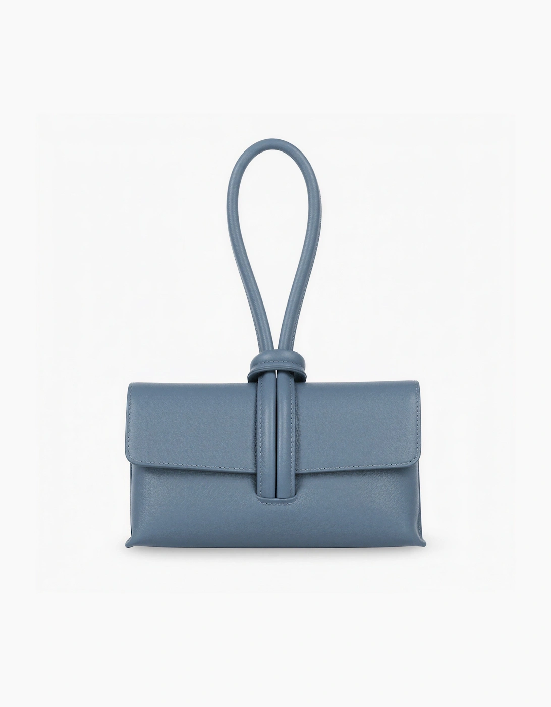 Powder Blue Leather Loop Clutch Bag