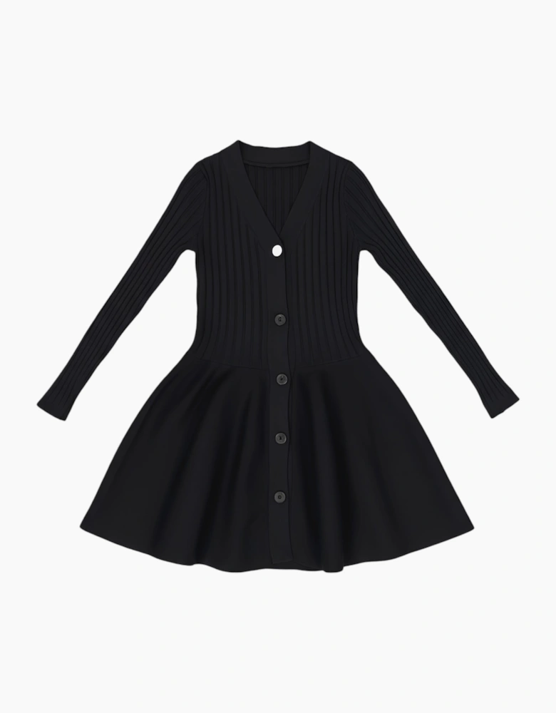 Black Knitted Peplum Cardigan