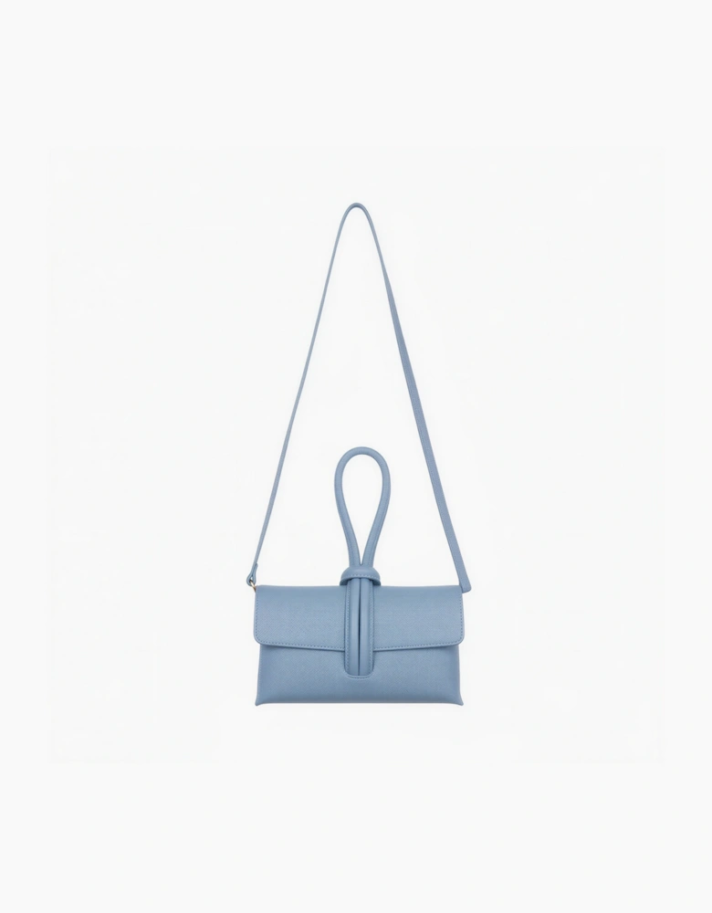 Powder Blue Leather Loop Clutch Bag