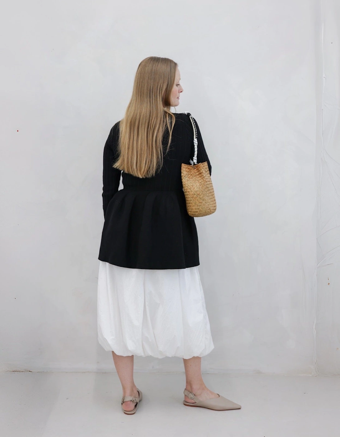 Black Knitted Peplum Cardigan