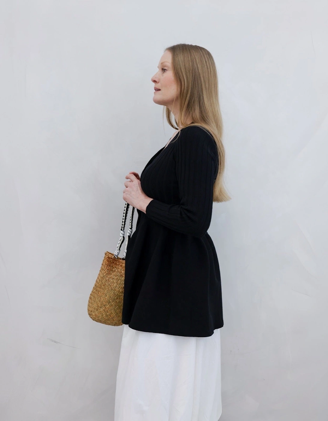 Black Knitted Peplum Cardigan