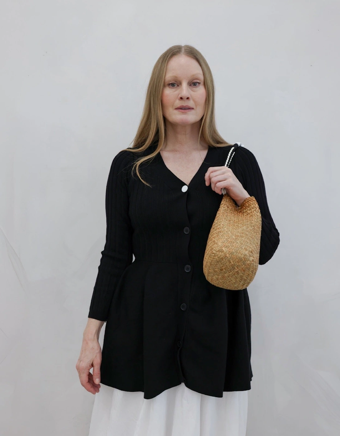 Black Knitted Peplum Cardigan