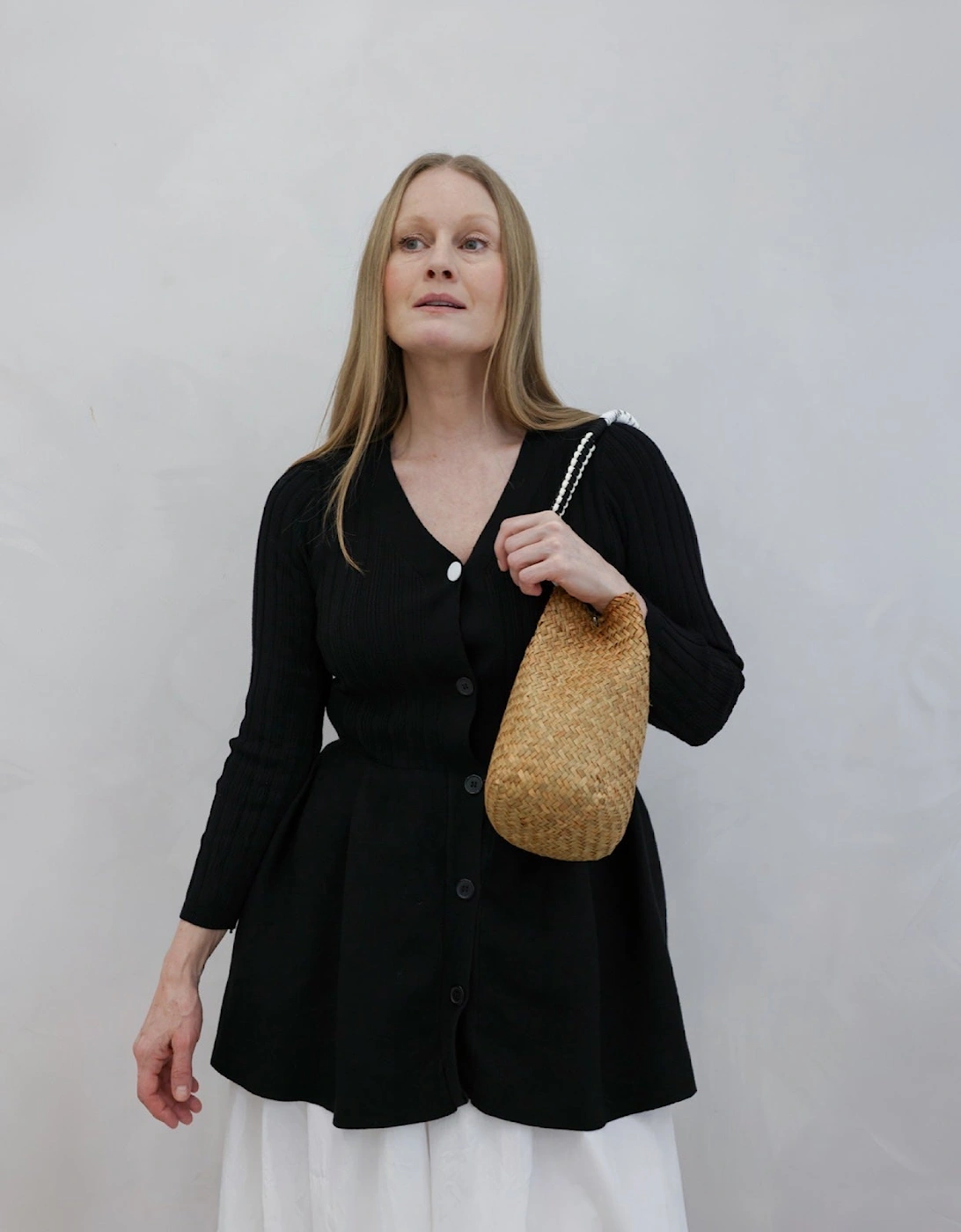 Black Knitted Peplum Cardigan