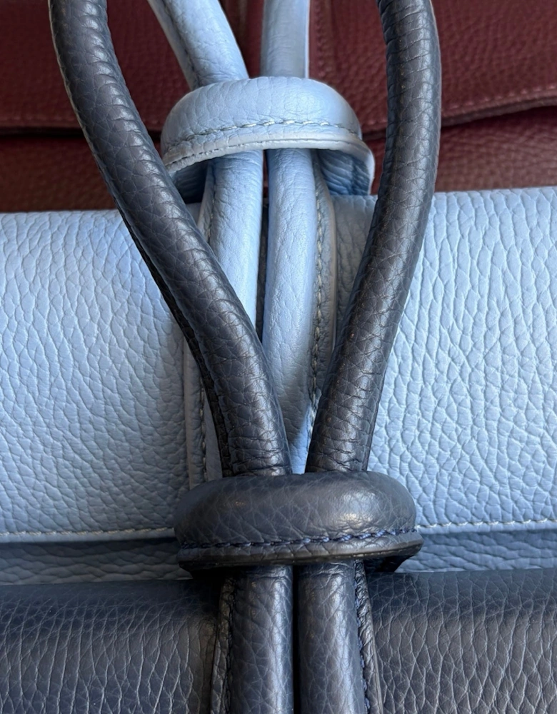 Powder Blue Leather Loop Clutch Bag