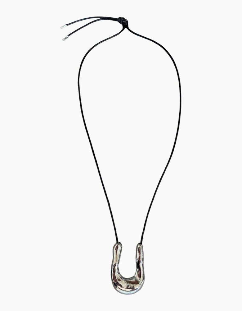 Silver Wish Bone Geometric Pendant Necklace