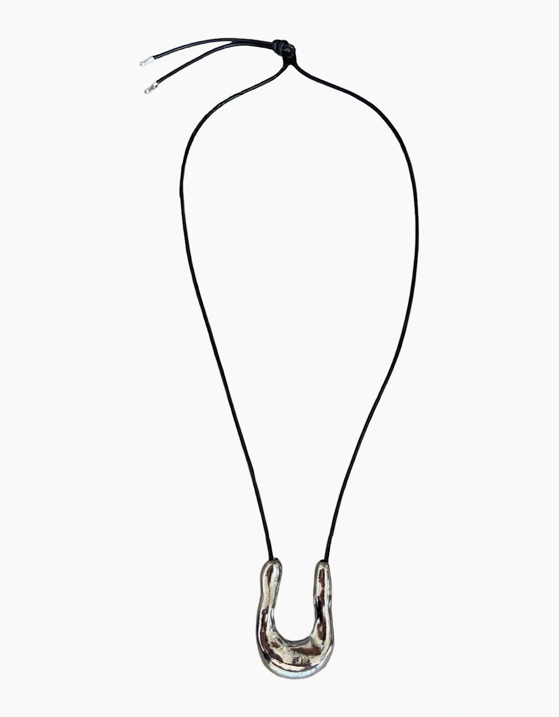 Silver Wish Bone Geometric Pendant Necklace