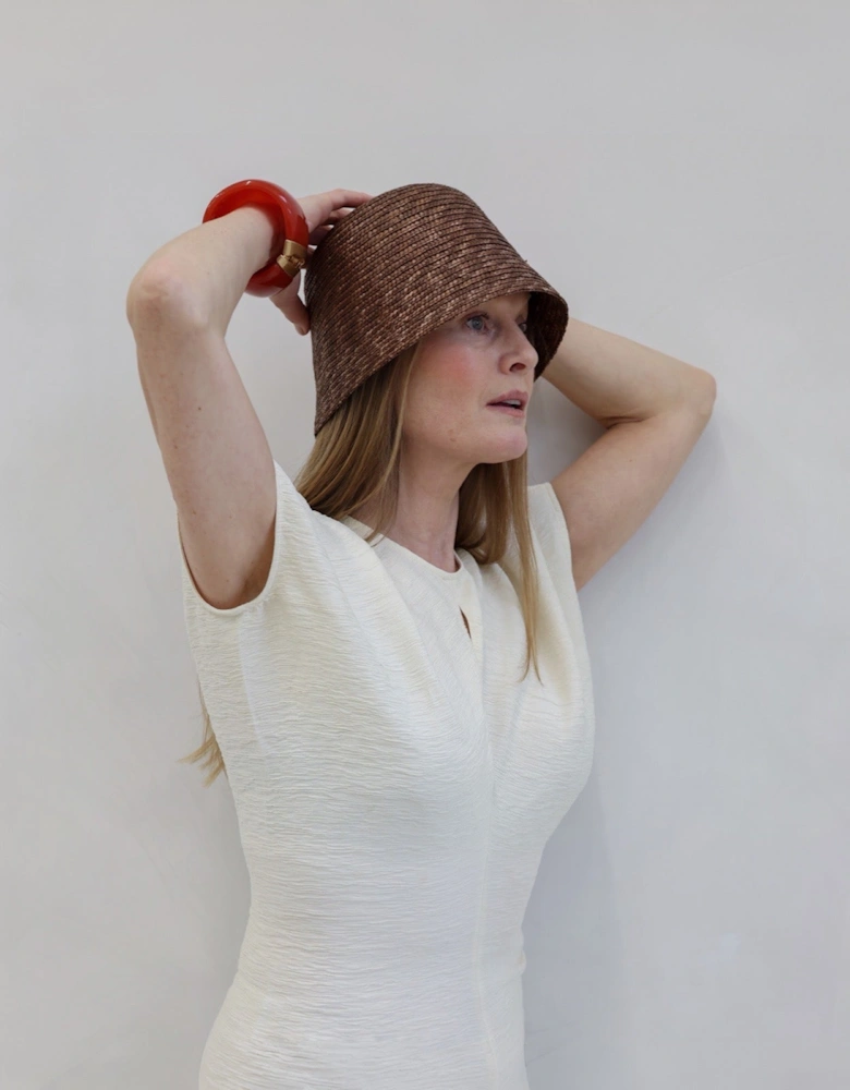 Beige Crinkled A Line Dress