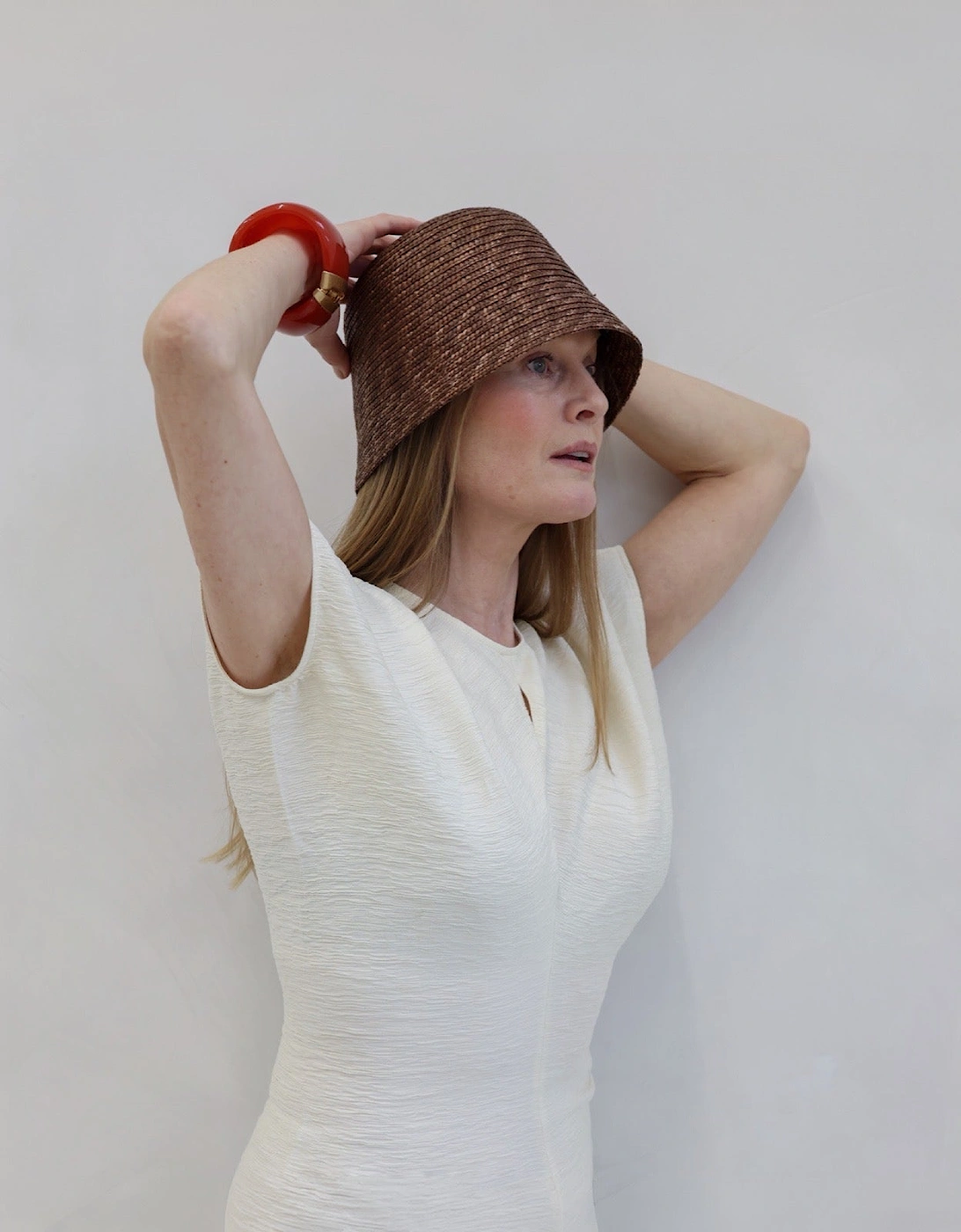 Beige Crinkled A Line Dress
