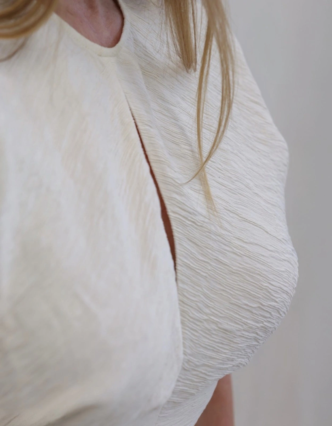 Beige Crinkled A Line Dress