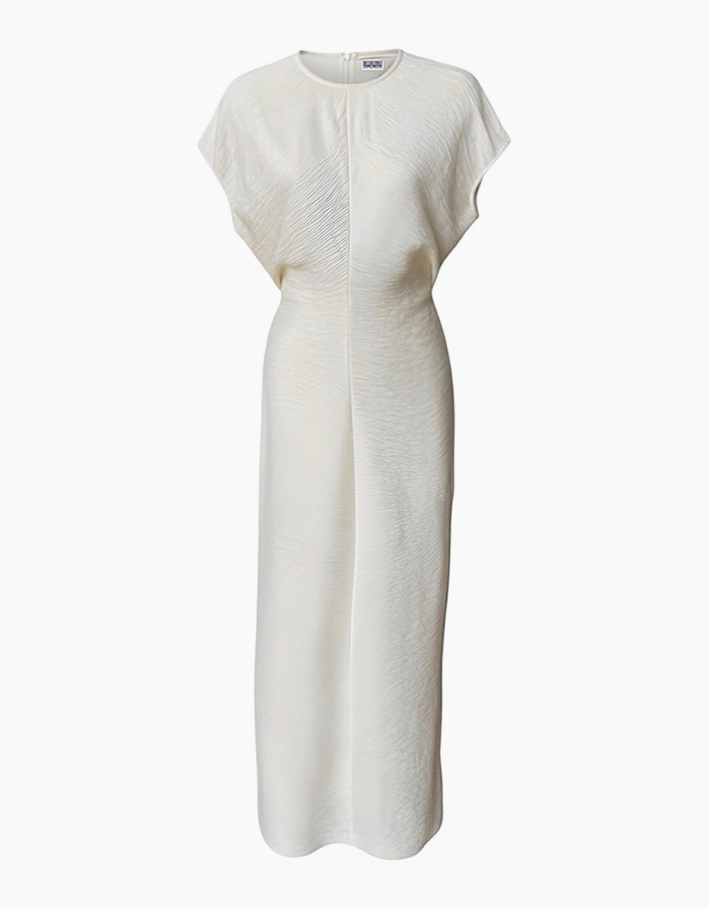Beige Crinkled A Line Dress