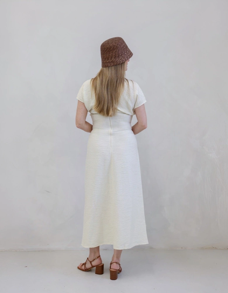 Beige Crinkled A Line Dress