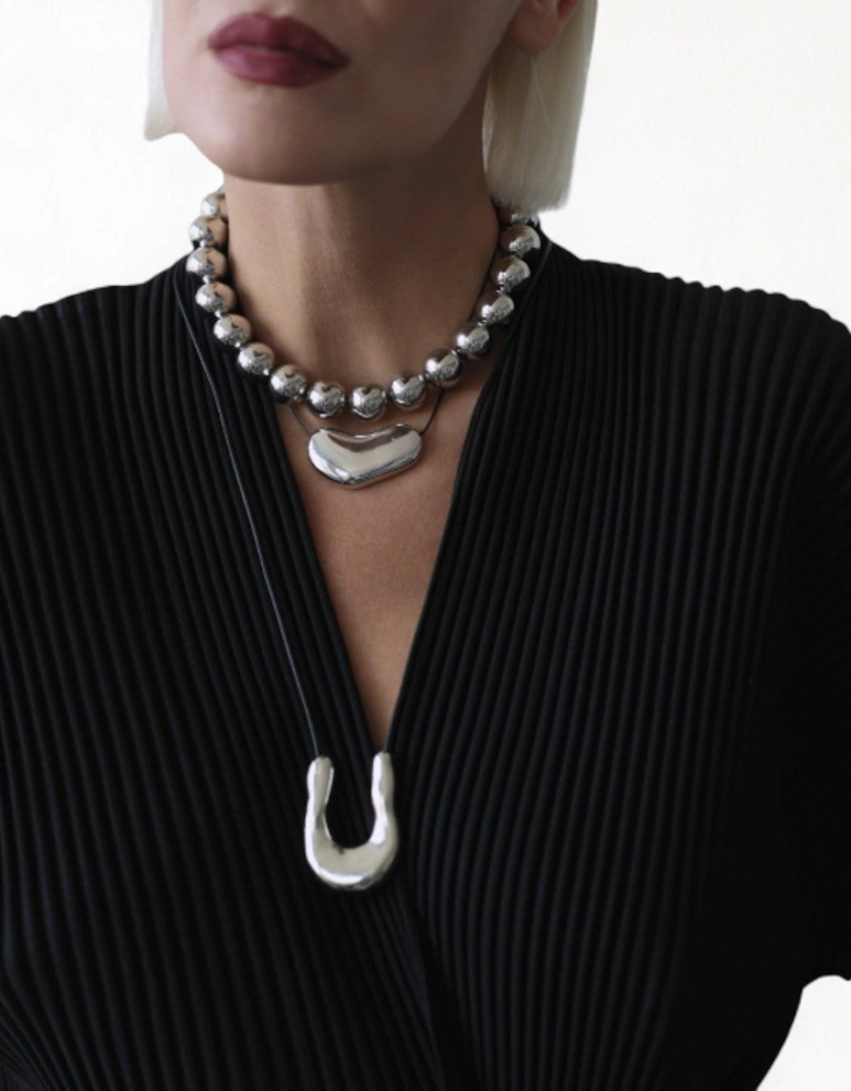 Silver String Beaded Necklace