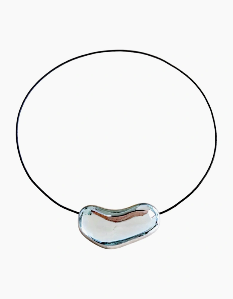 Silver Bean Geometric Pendant Necklace