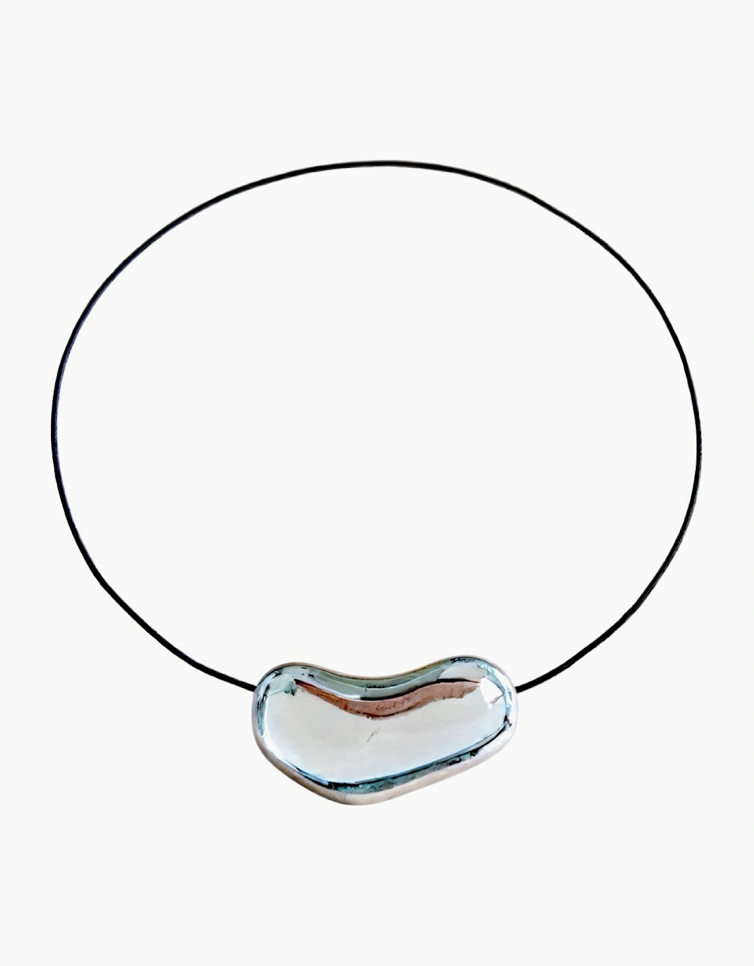 Silver Bean Geometric Pendant Necklace